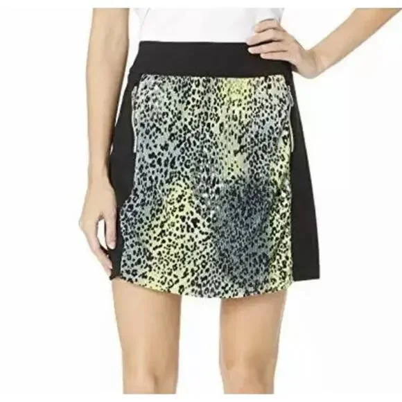 Jamie Sadock Green Leopard Print Crunchy Pull-On Golf Skort Size 10 L77906 - Picture 2 of 12